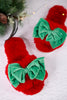 Red Noelle Slippers W/ Green Bows
