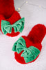 Red Noelle Slippers W/ Green Bows