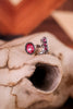 Open Cuff Boot Ring with Pink Stone Accents