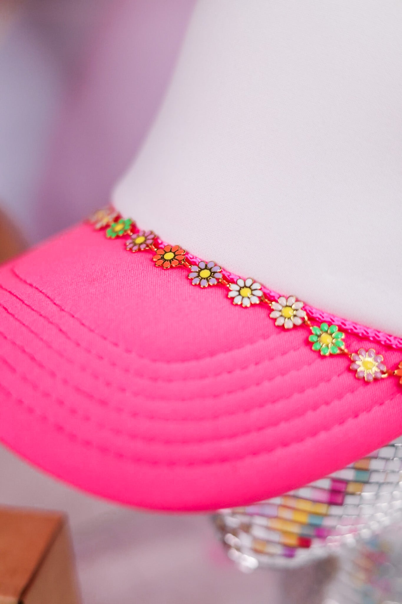Rainbow Daisy Trucker Hat Chain