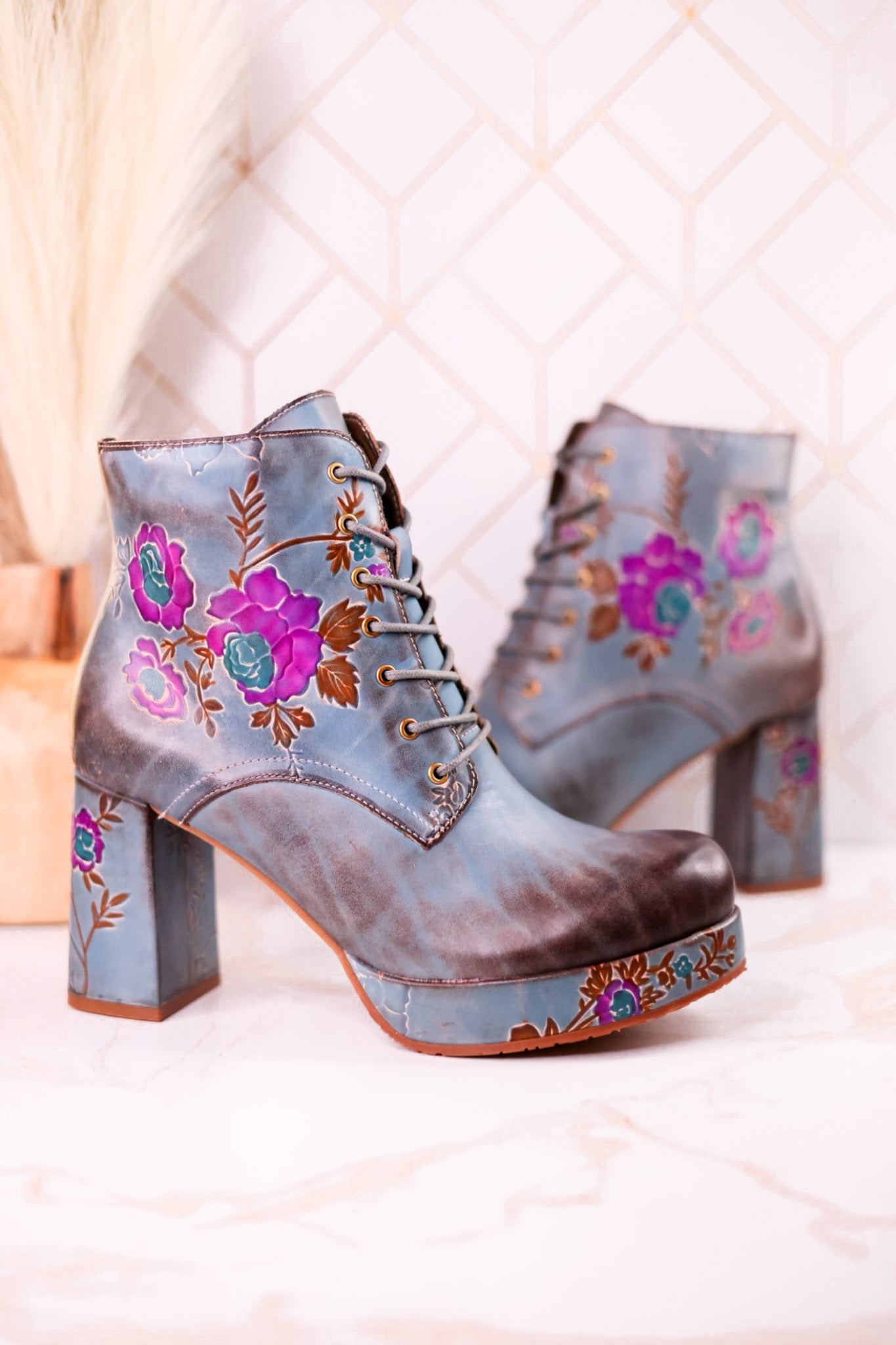Sky Blue Messapica Platform Boots