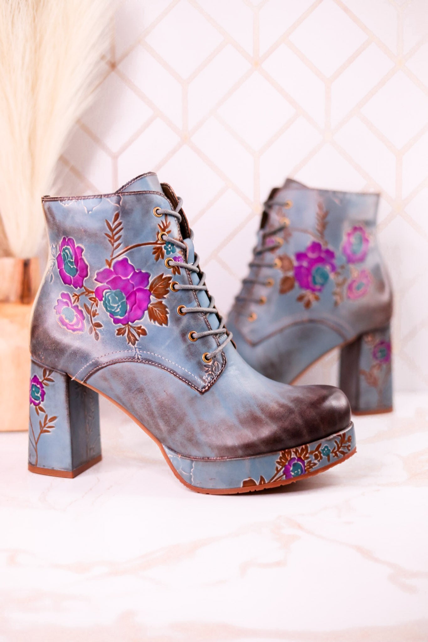 Sky Blue Messapica Platform Boots