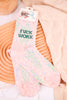 Fuck Work Pink Floral Crew Socks