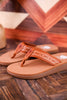 Tan Low Platform Sandals with Western Stitching
