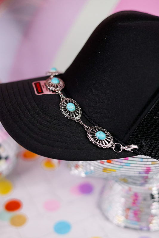 Turquoise & Silver Oval Trucker Hat Chain
