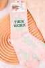 Fuck Work Pink Floral Crew Socks