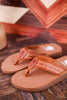 Tan Low Platform Sandals with Western Stitching