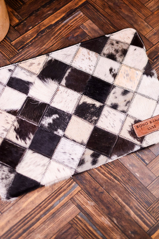 Black and White Hairon Cowhide Laptop Sleeve