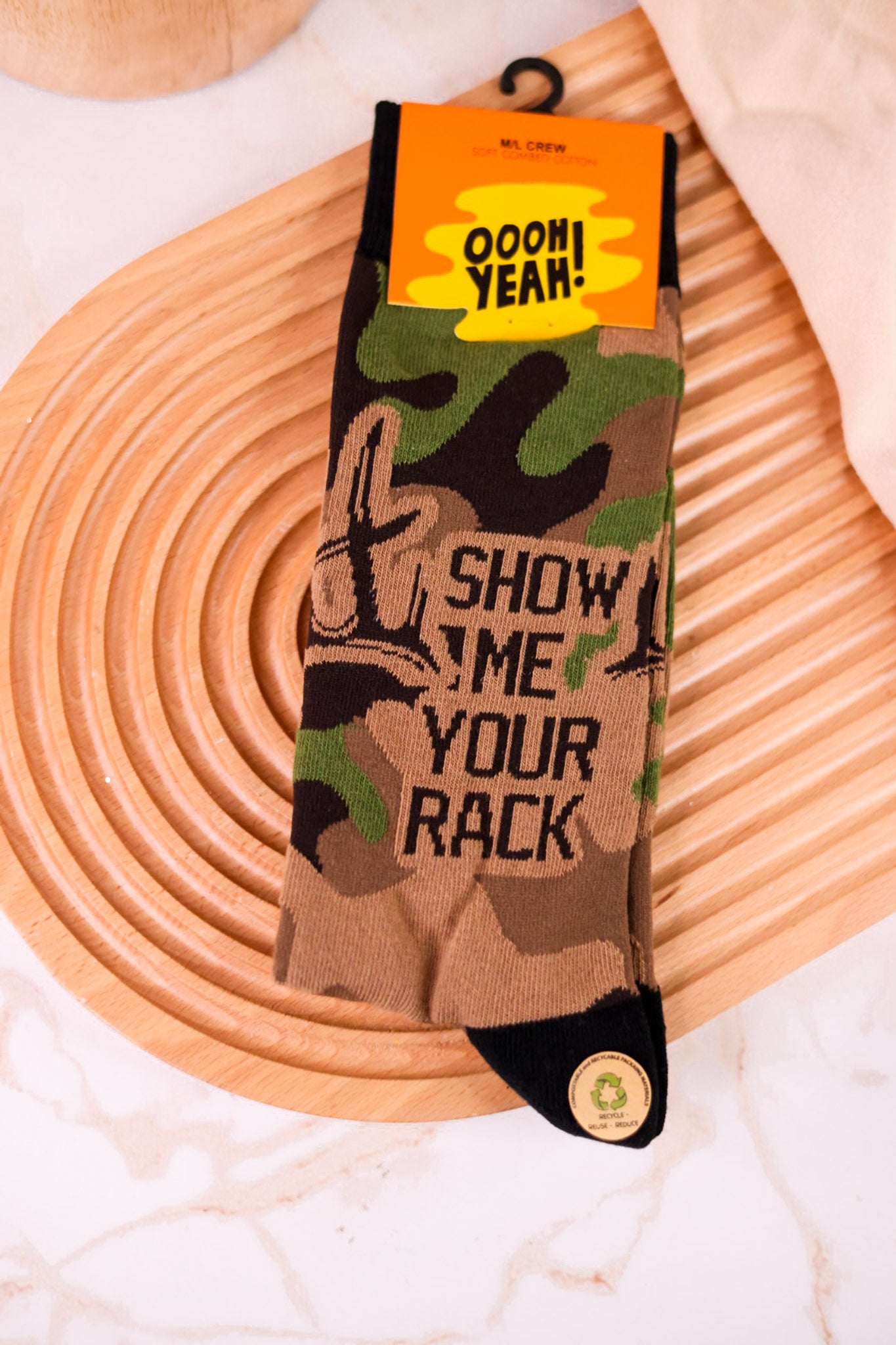 Camouflage Print "Show Me Your Rack" Men's Crew Socks