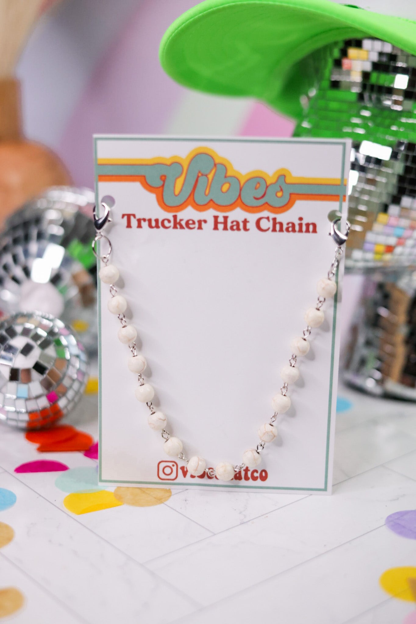 White Turquoise Trucker Hat Chain