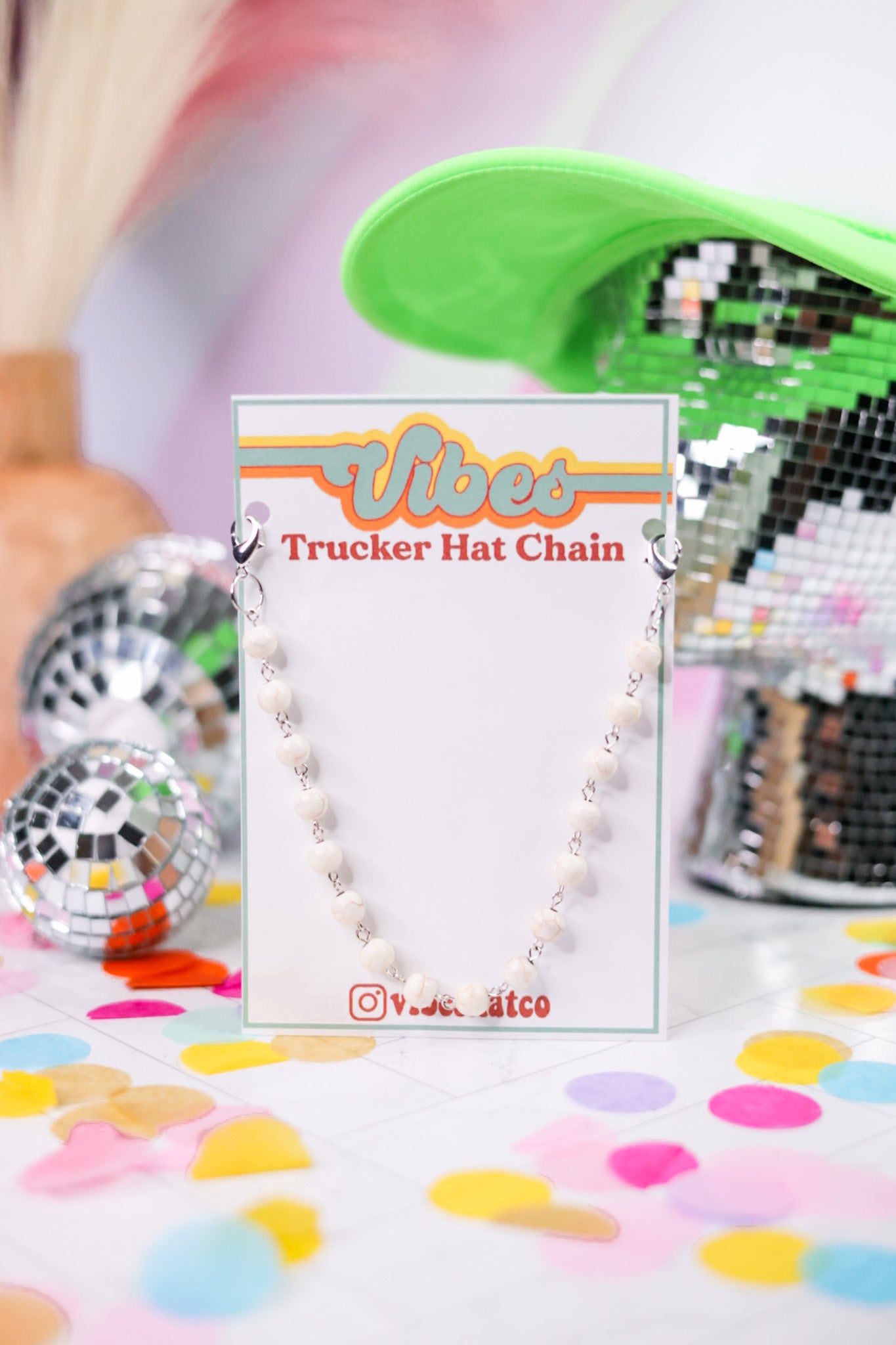 White Turquoise Trucker Hat Chain