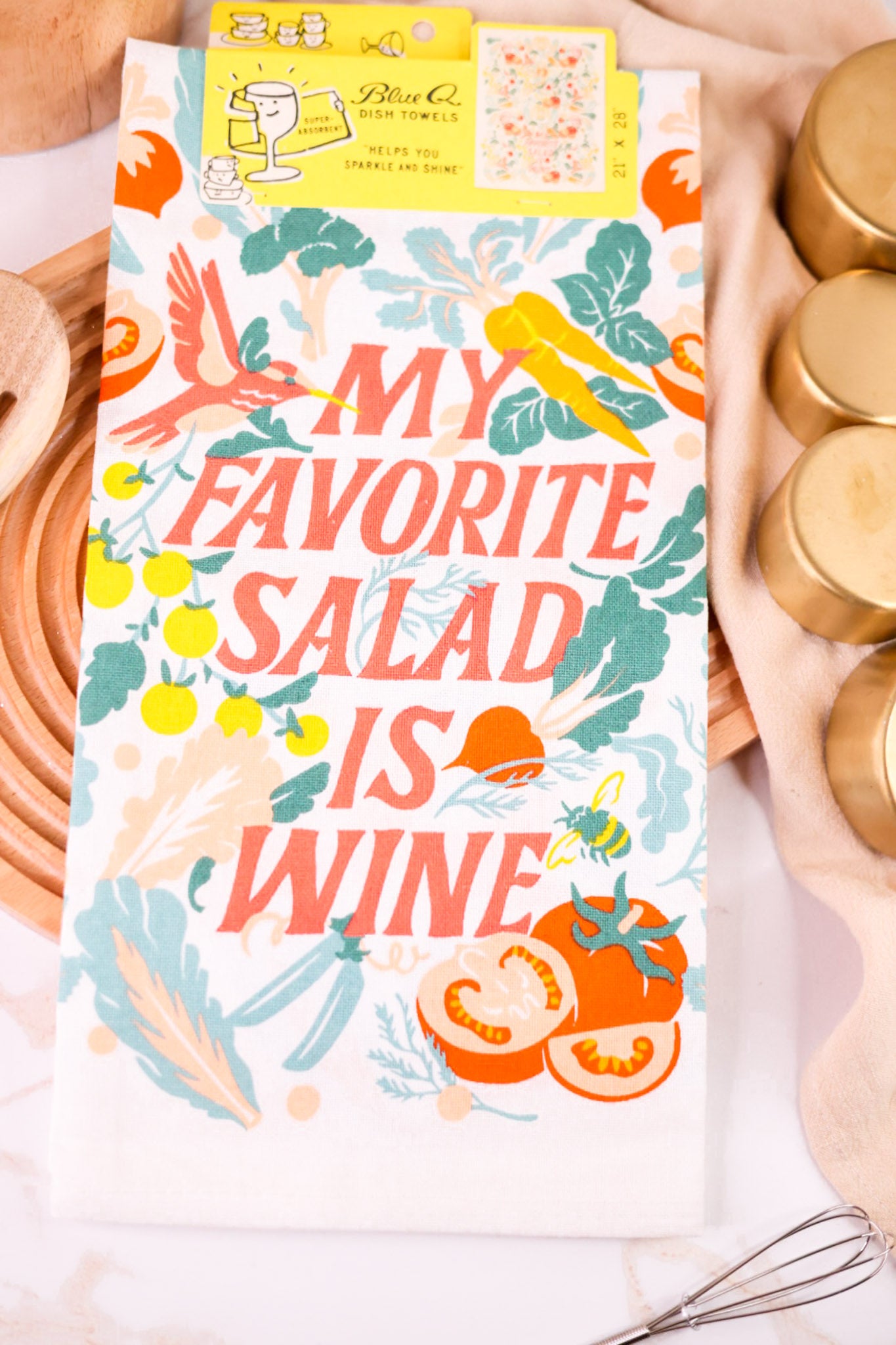 My Favorite Salad Is Wine Dish Towel