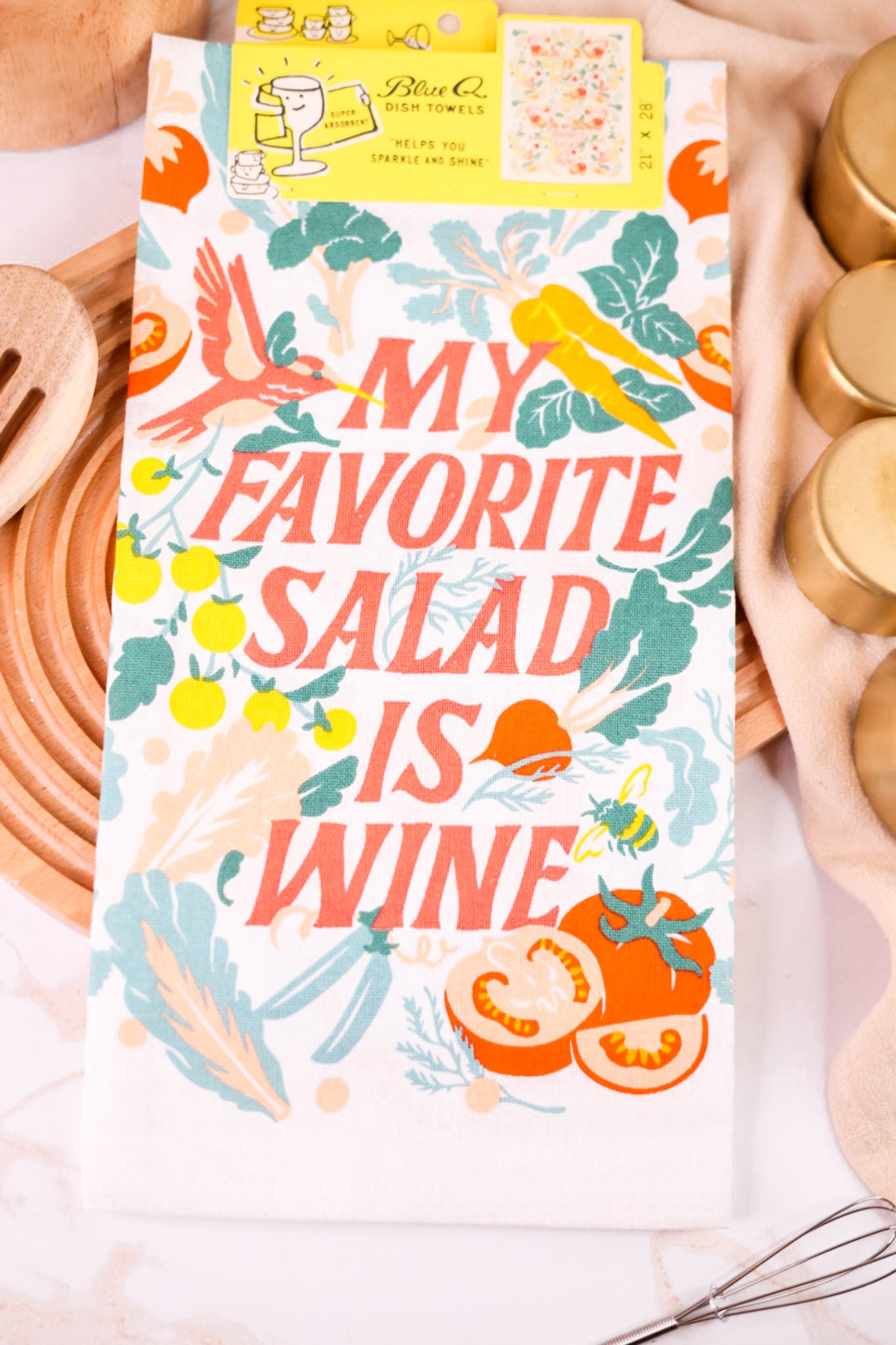 My Favorite Salad Is Wine Dish Towel