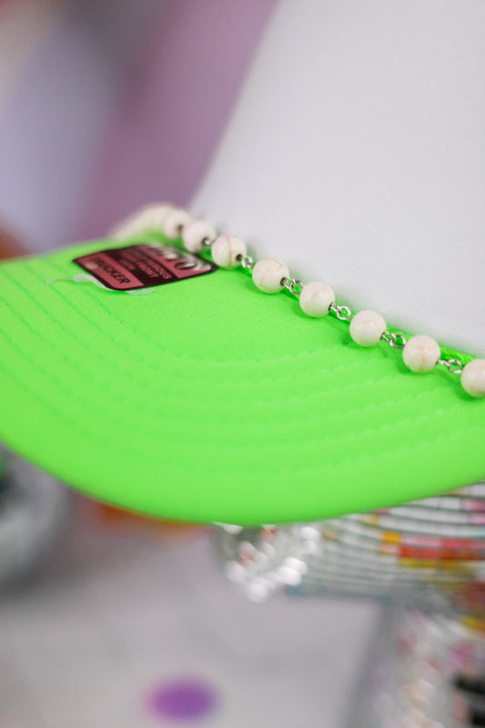 White Turquoise Trucker Hat Chain