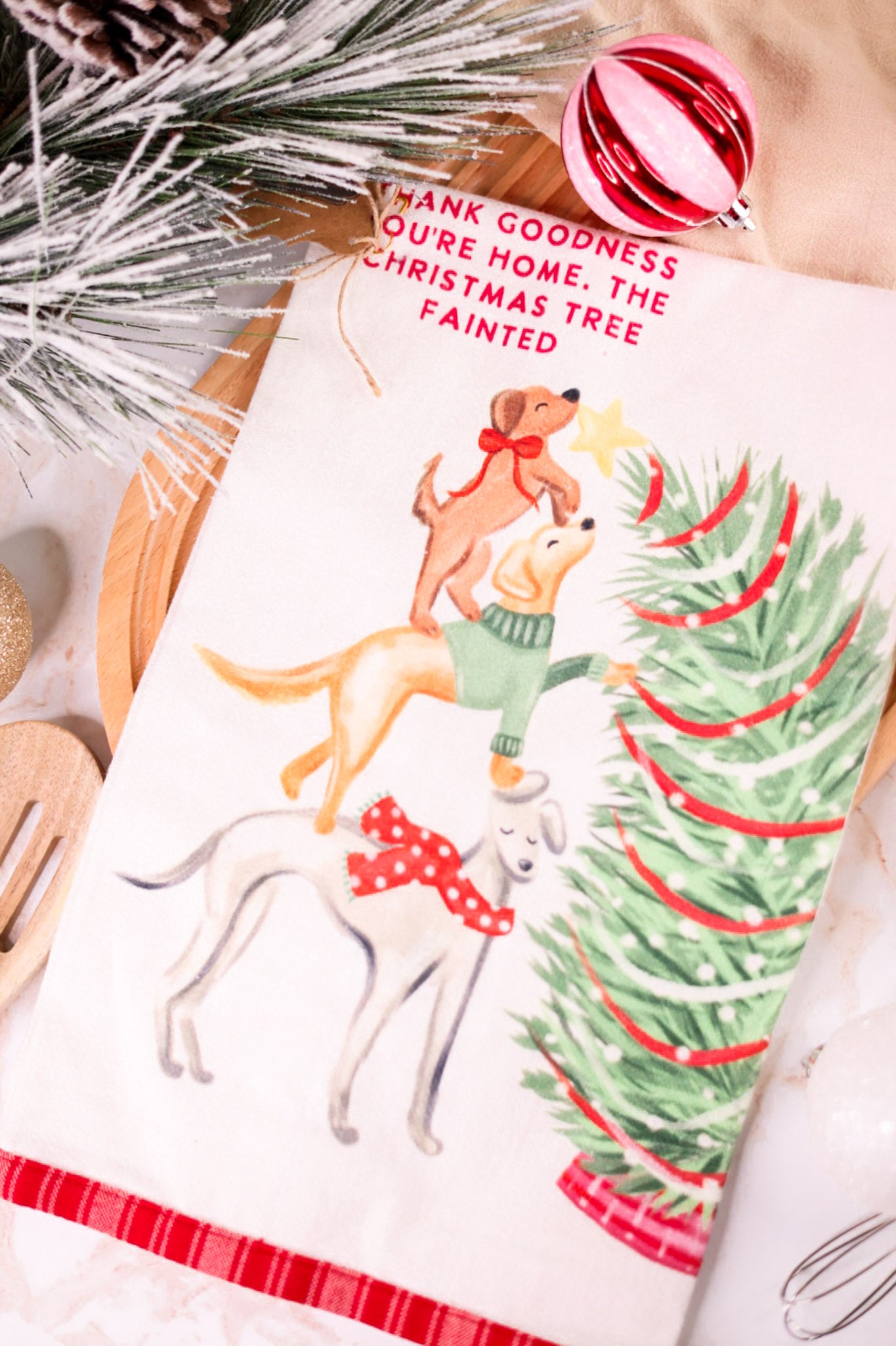Thank Goodness You're Home Pet Christmas Dish Towel