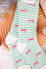 Holiday Bow Print Fuzzy Crew Socks