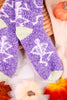 Purple Skeleton Print Fuzzy Crew Socks