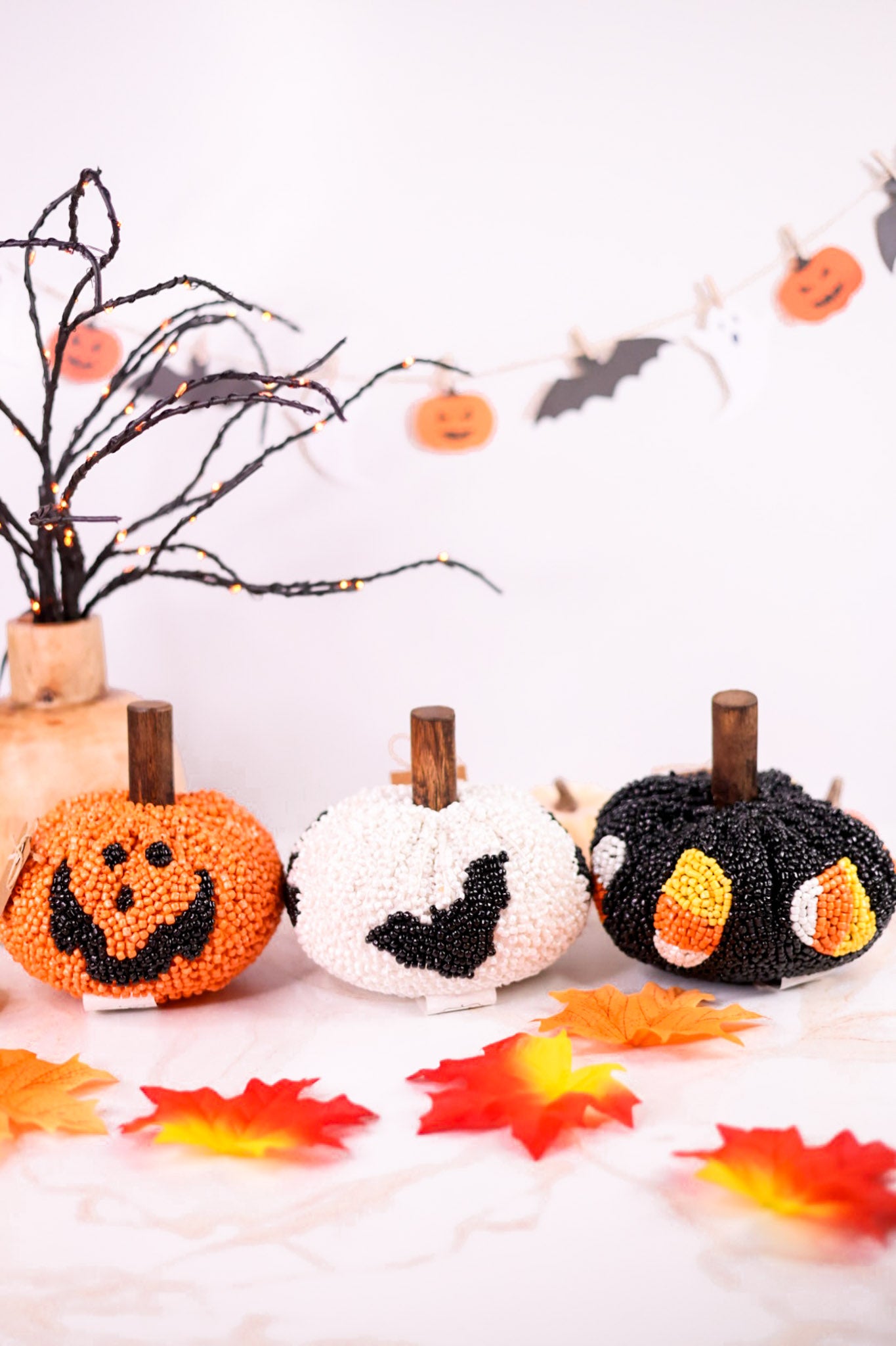 Beaded Pumpkin With Halloween Patterns (3 Styles)