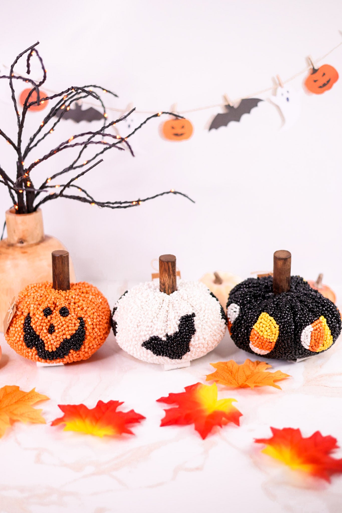 Beaded Pumpkin With Halloween Patterns (3 Styles)