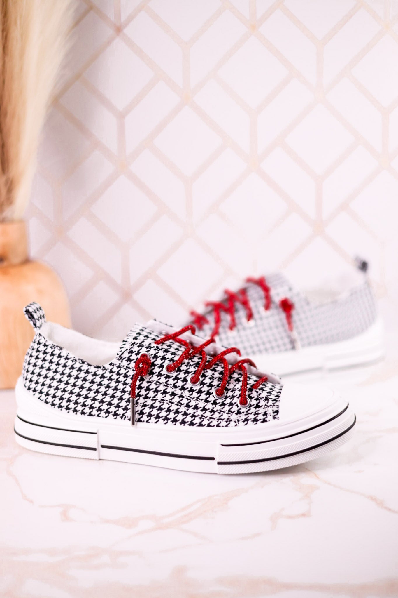 Black & White Houndstooth Aman Sneakers