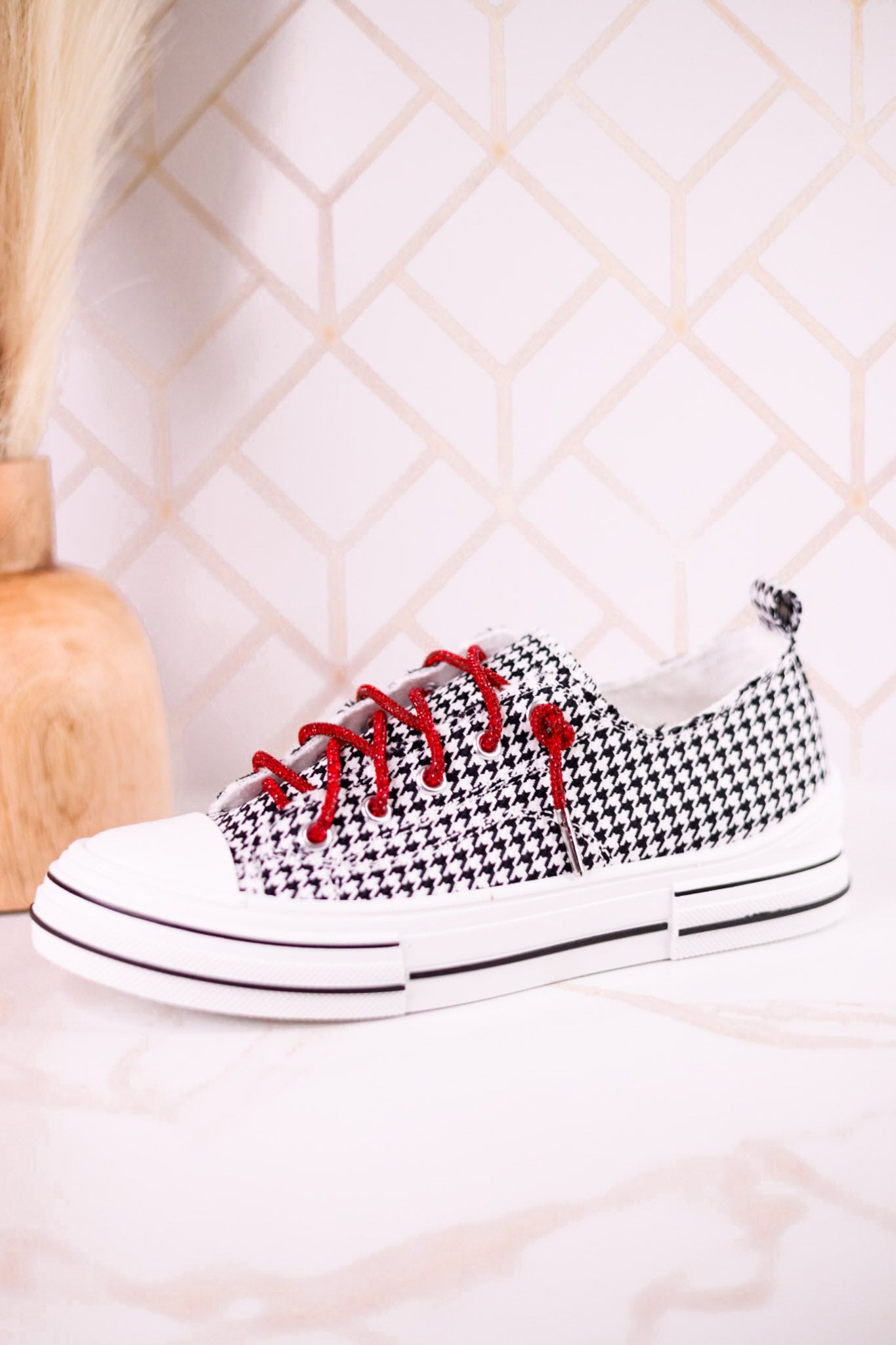 Black & White Houndstooth Aman Sneakers