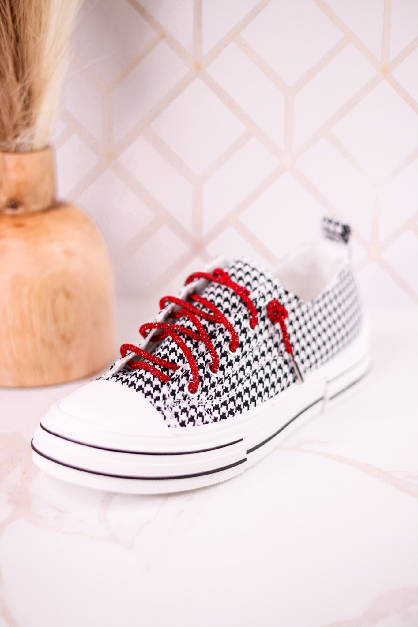 Black & White Houndstooth Aman Sneakers