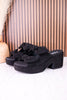 Put A Bow On It Black Faux Suede Platform Heels