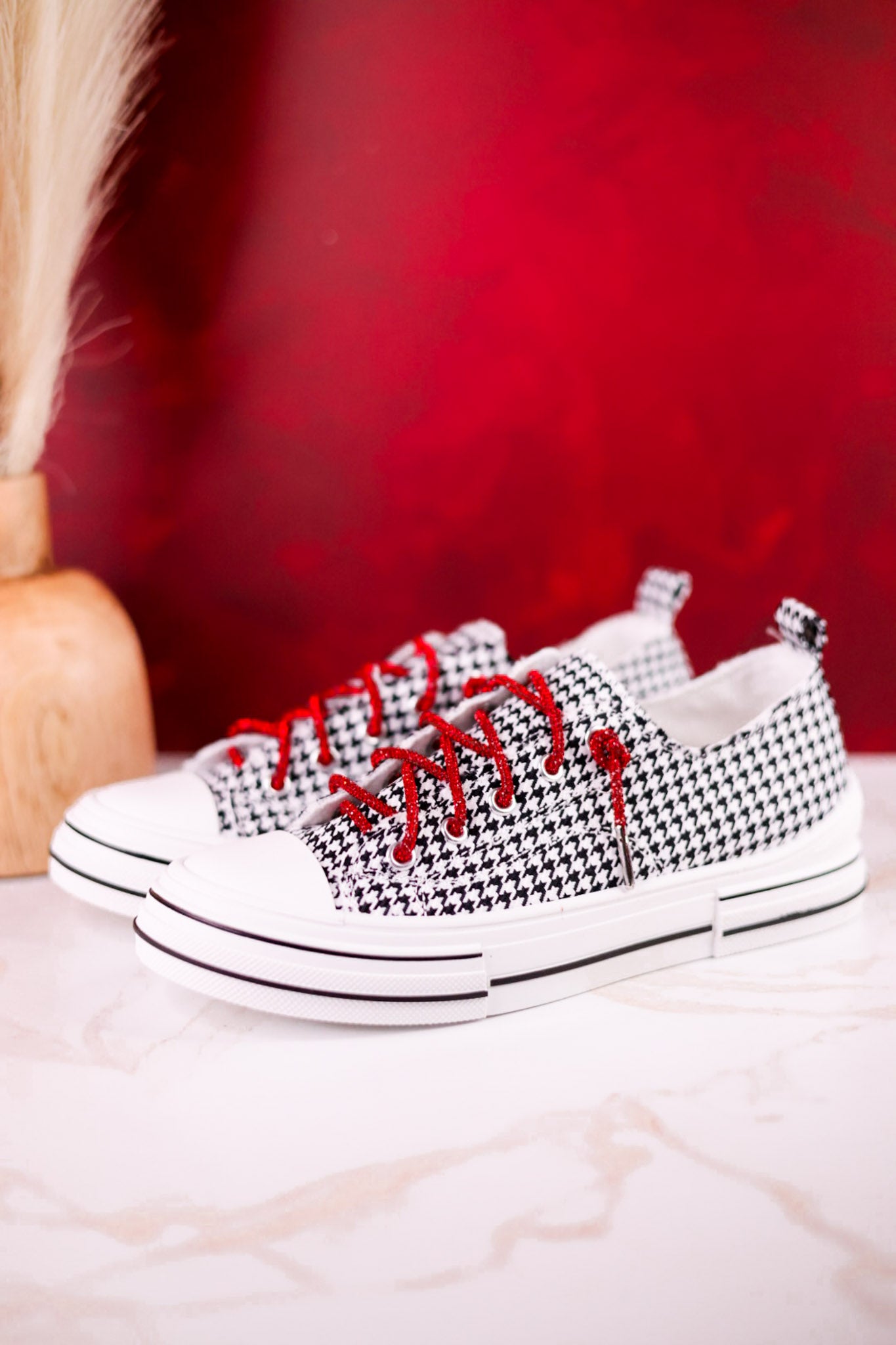 Black & White Houndstooth Aman Sneakers