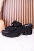 Put A Bow On It Black Faux Suede Platform Heels