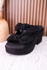 Put A Bow On It Black Faux Suede Platform Heels