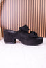 Put A Bow On It Black Faux Suede Platform Heels