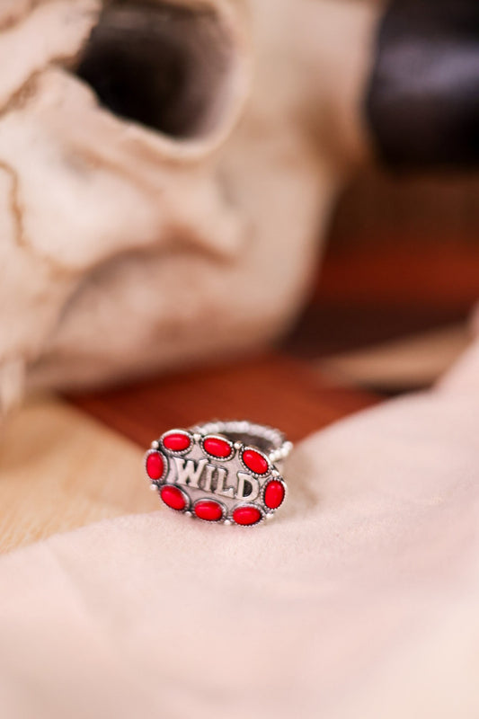 Western Wild Red Stone Stretch Ring