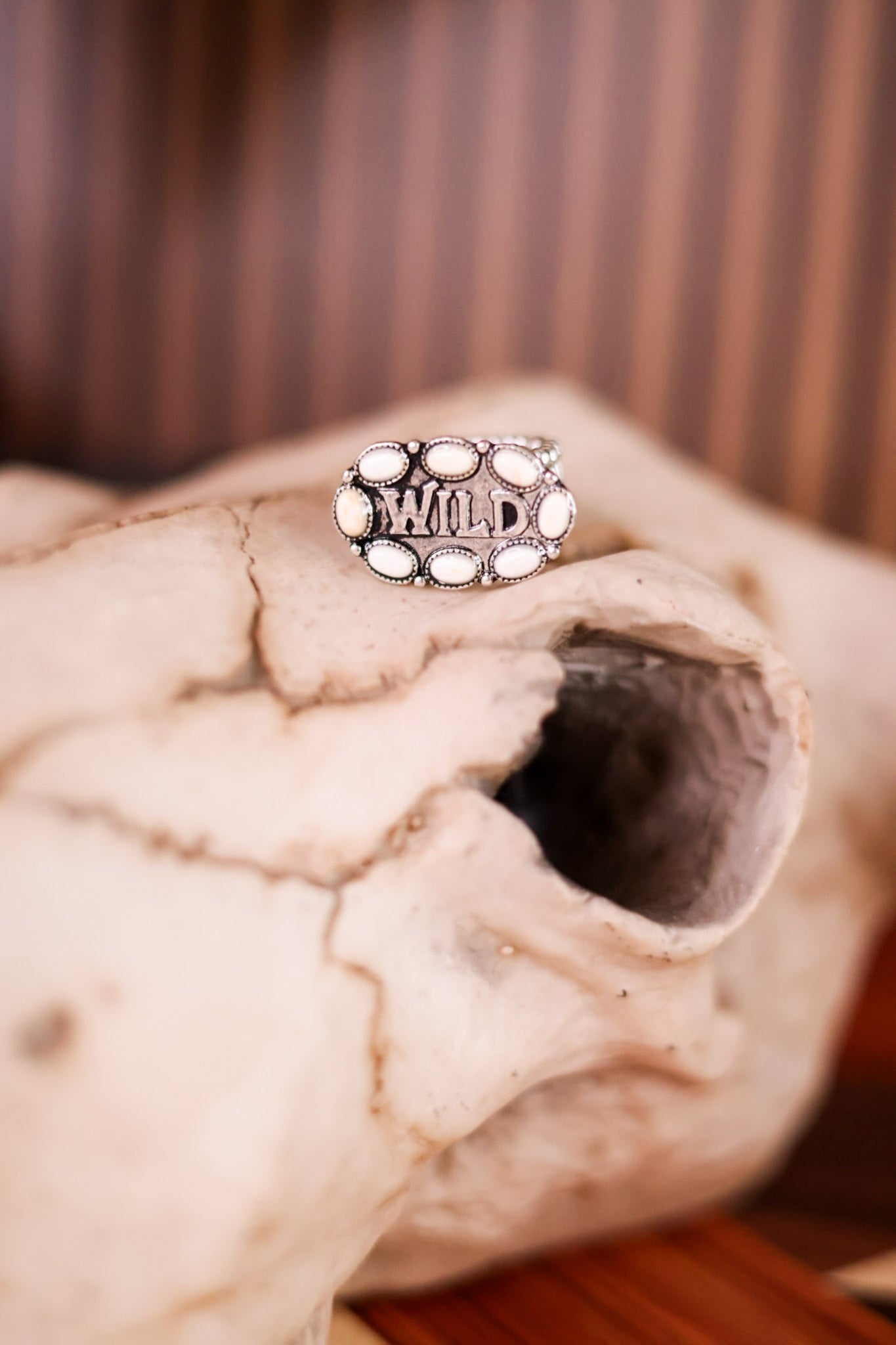 Western Wild White Stone Stretch Ring