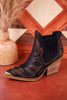 Roma Black Ankle Booties with Bronze Stitching