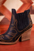 Roma Black Ankle Booties with Bronze Stitching