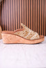 Neon Moon Tan Denim & Rhinestone Wedges