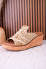 Neon Moon Tan Denim & Rhinestone Wedges