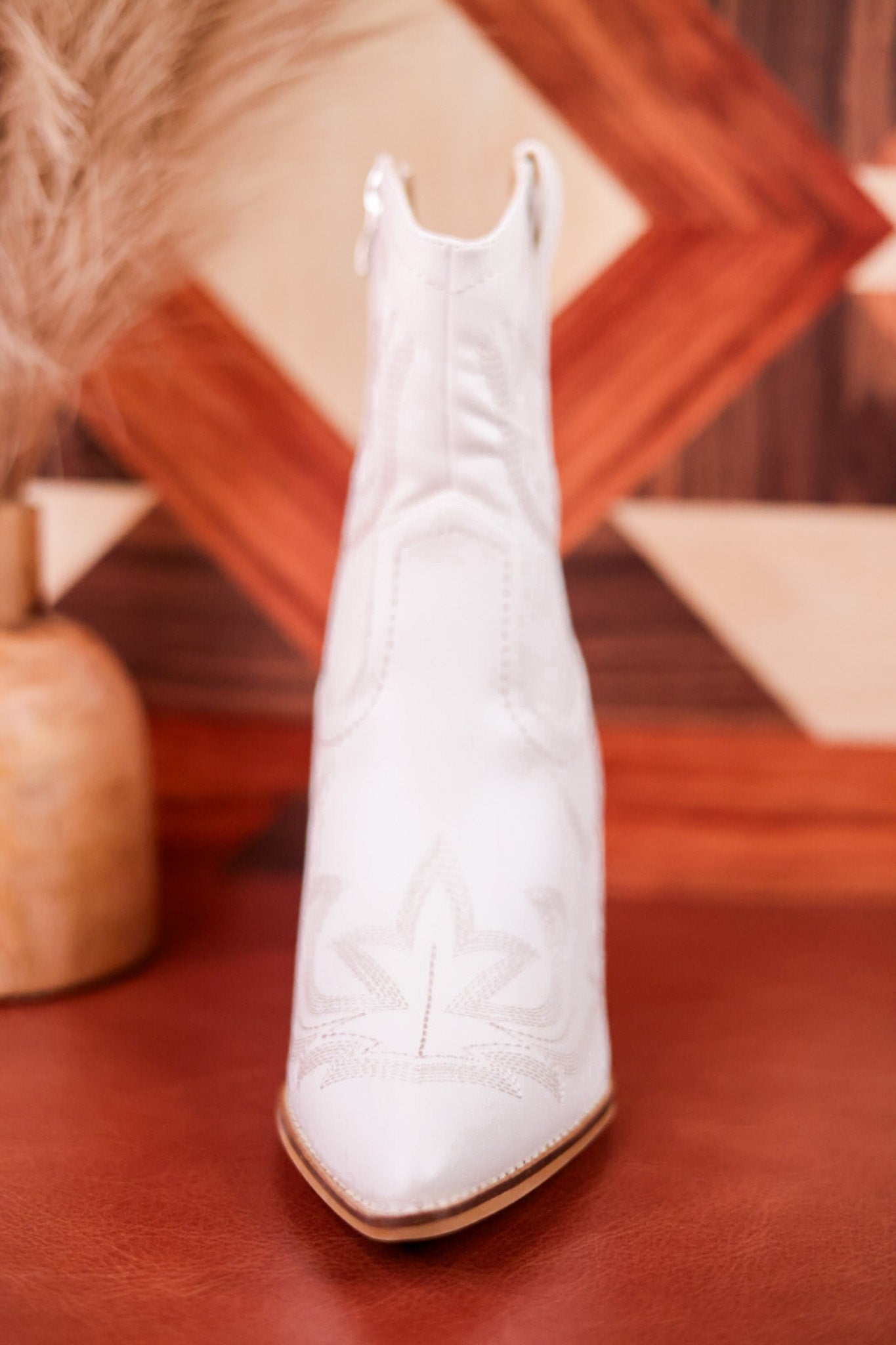 White Plus One Western Ankle Boots