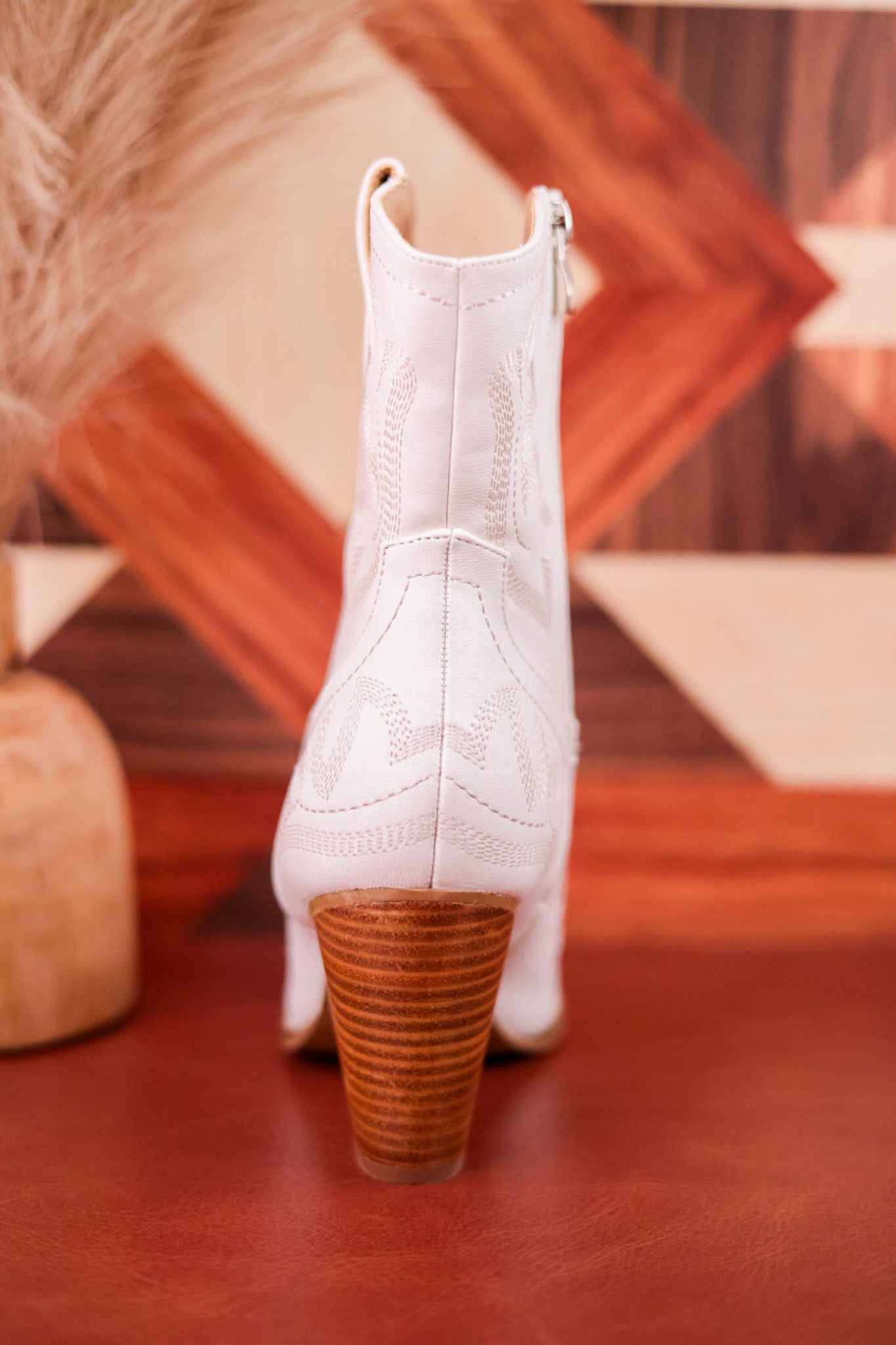 White Plus One Western Ankle Boots