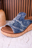 Neon Moon Blue Denim & Rhinestone Wedges