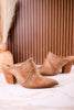 Blame The Bar Tan Mules With Stacked Heel