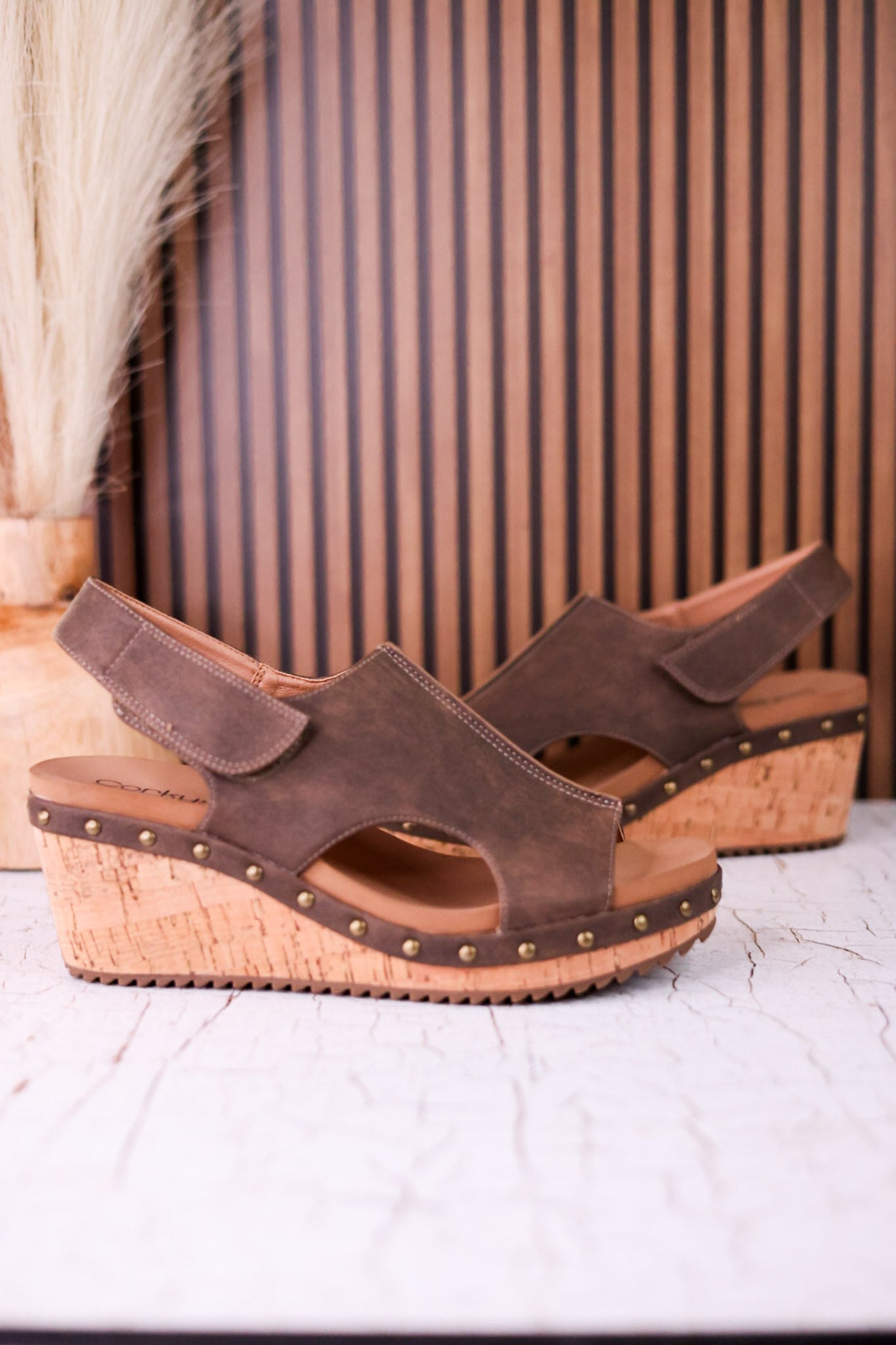 For Keeps Studded Wedges In Chocolate