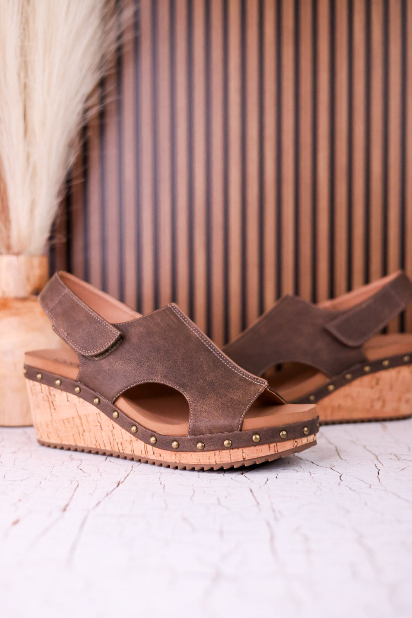 For Keeps Studded Wedges In Chocolate