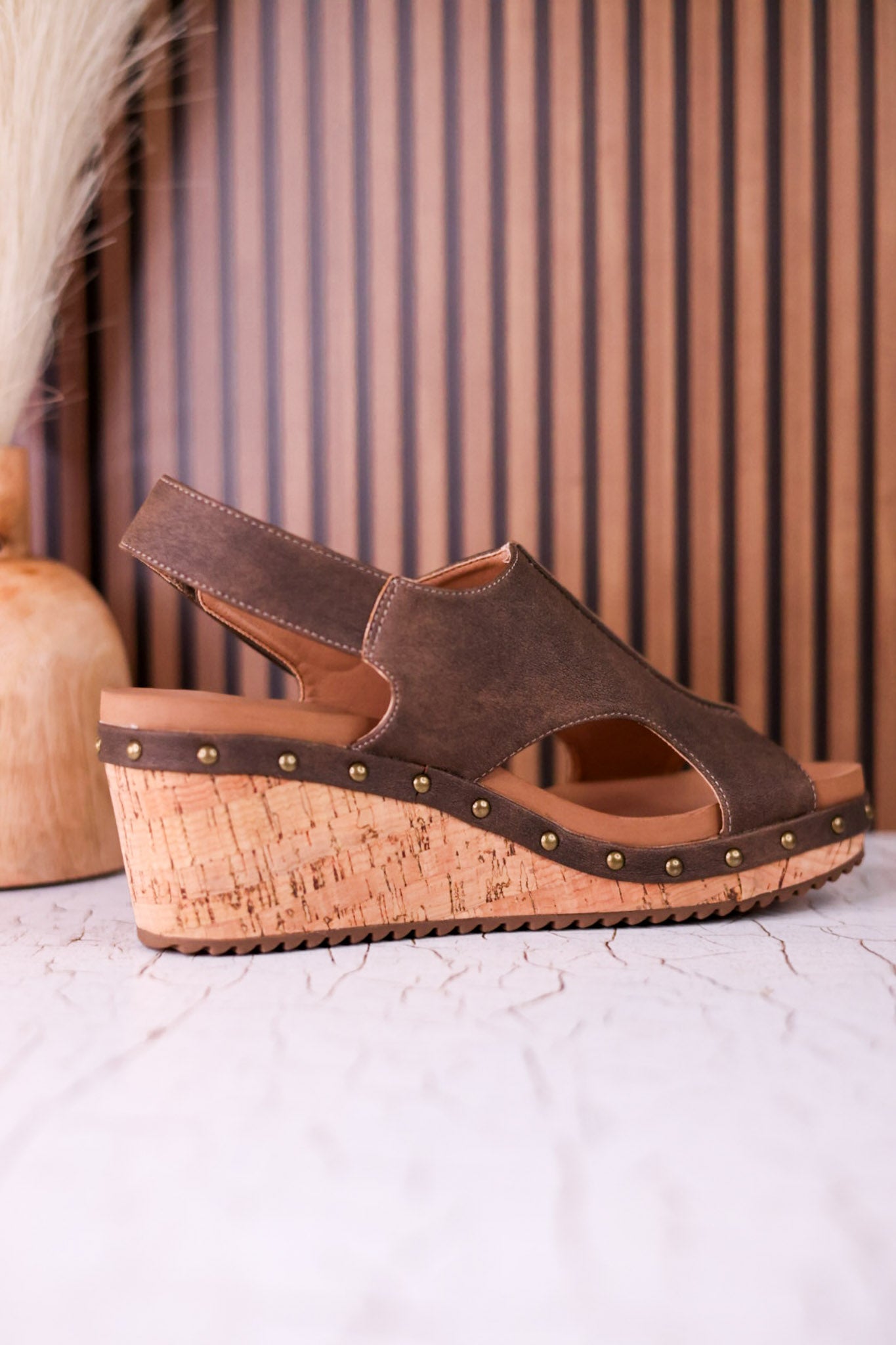 For Keeps Studded Wedges In Chocolate