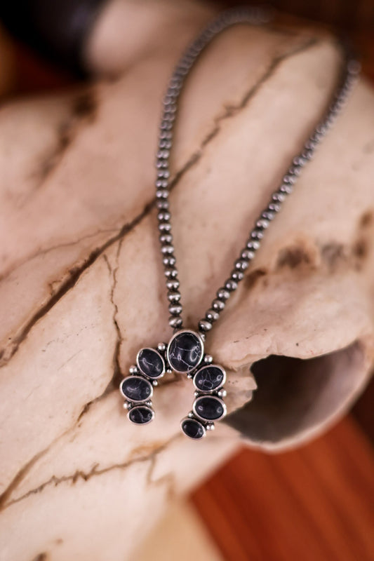 Squash Blossom Choker Black Western Pendant Necklace