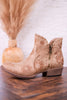 Drift Tan Ankle Booties with Floral Stitching