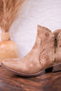 Drift Tan Ankle Booties with Floral Stitching