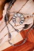 Layered Squash Blossom Pendant & Navajo Pearl Clear Stone Necklace