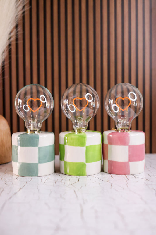 LED Heart Bulb With Checkered Ceramic Base (3 Colors)