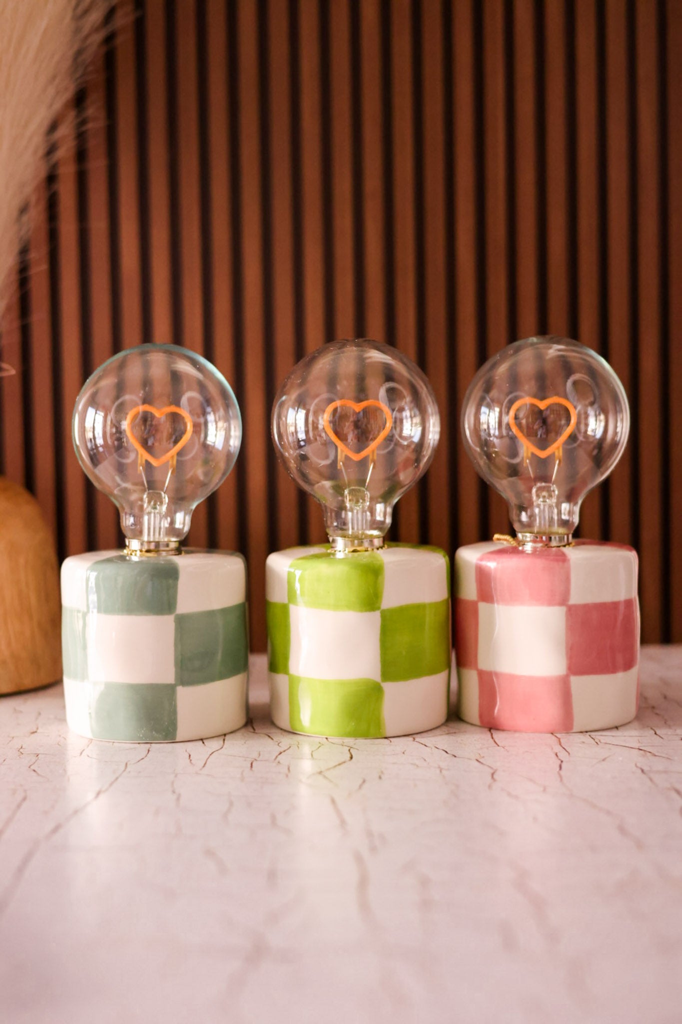 LED Heart Bulb With Checkered Ceramic Base (3 Colors)